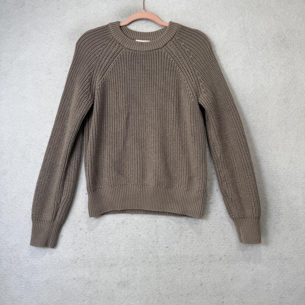 EVEREVE Sweater Womens Small Beige Crew Neck Long Sleeve Chunky Knit Pullover